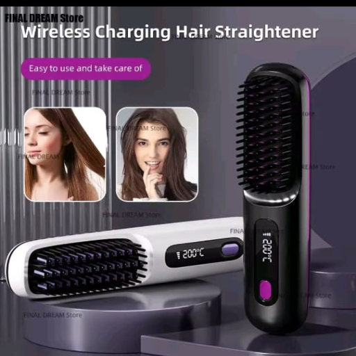 Brosse Lissante Sans Fil à Recharge USB – Température Réglable